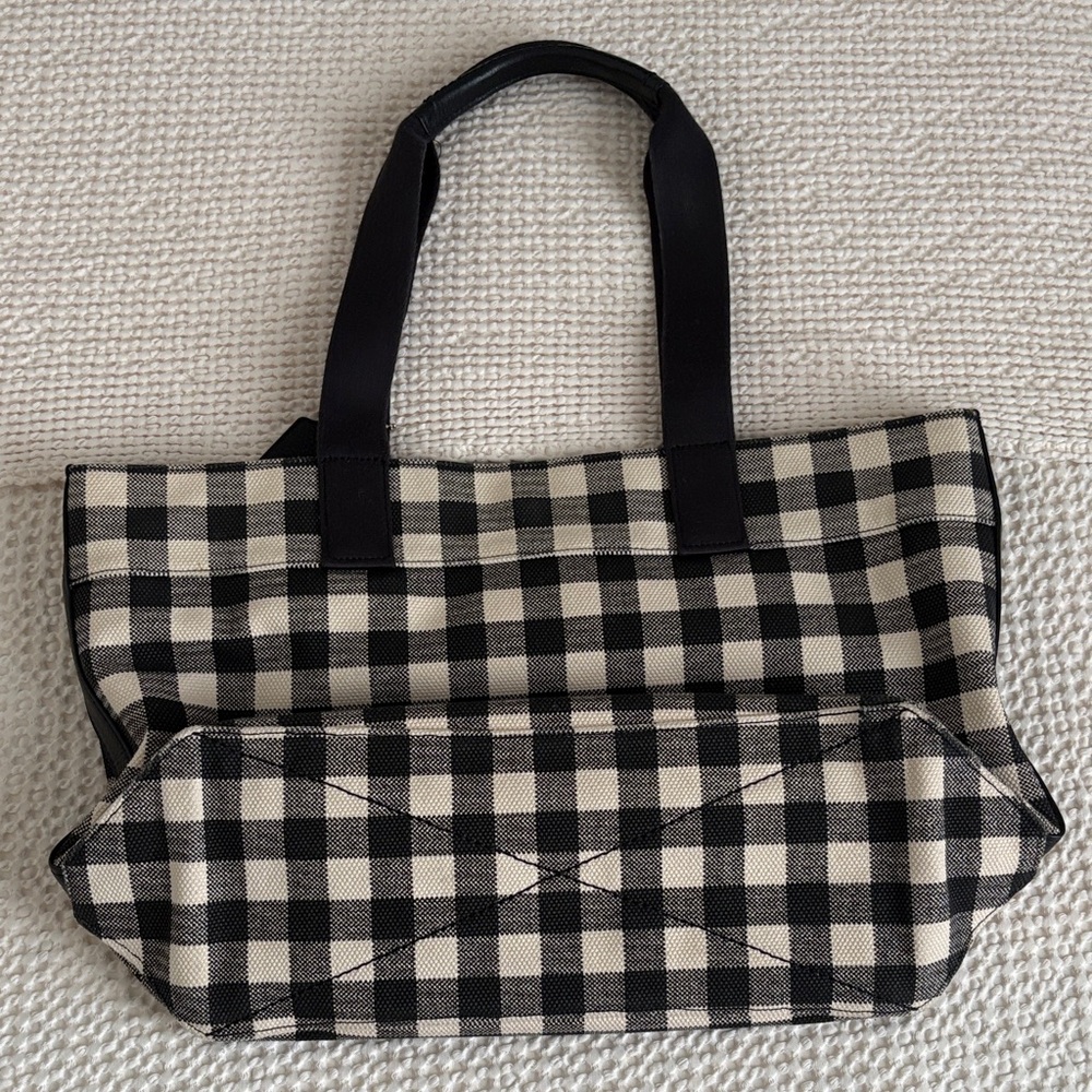 Coach summer picnic Black and White Woven Canvas Checkered Tote Bag - Picture 9 of 9